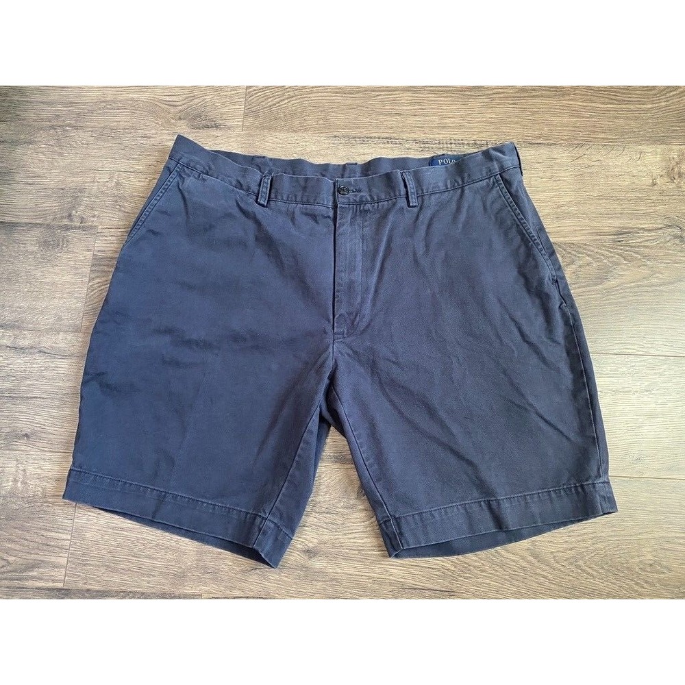 EUC Mens Polo Ralph Lauren blue flat front chino shorts 100% cotton size 40